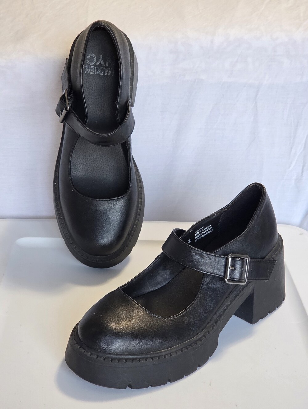 Madden NYC Black Lug Sole Platform Mary Jane Shoes Size 6 Baddie Y2k